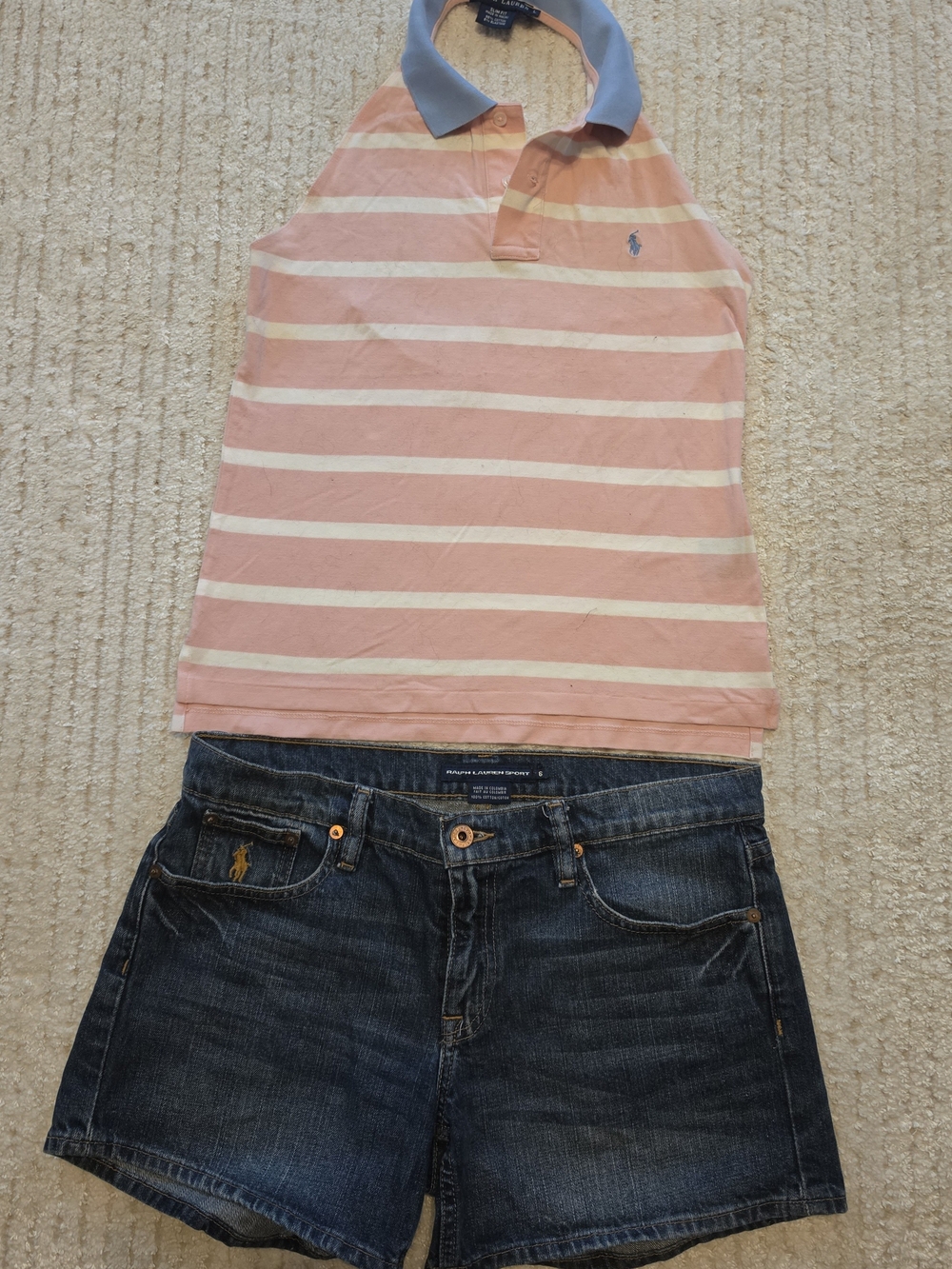 Women's Ralph Lauren halter top (slim fit L) and shorts sz. 6.